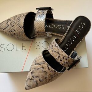 Sole Society Snakeskin Pattern Mules - Size 9 1/2 M